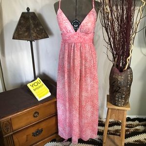 Moda International Pink & White Maxi Dress size M